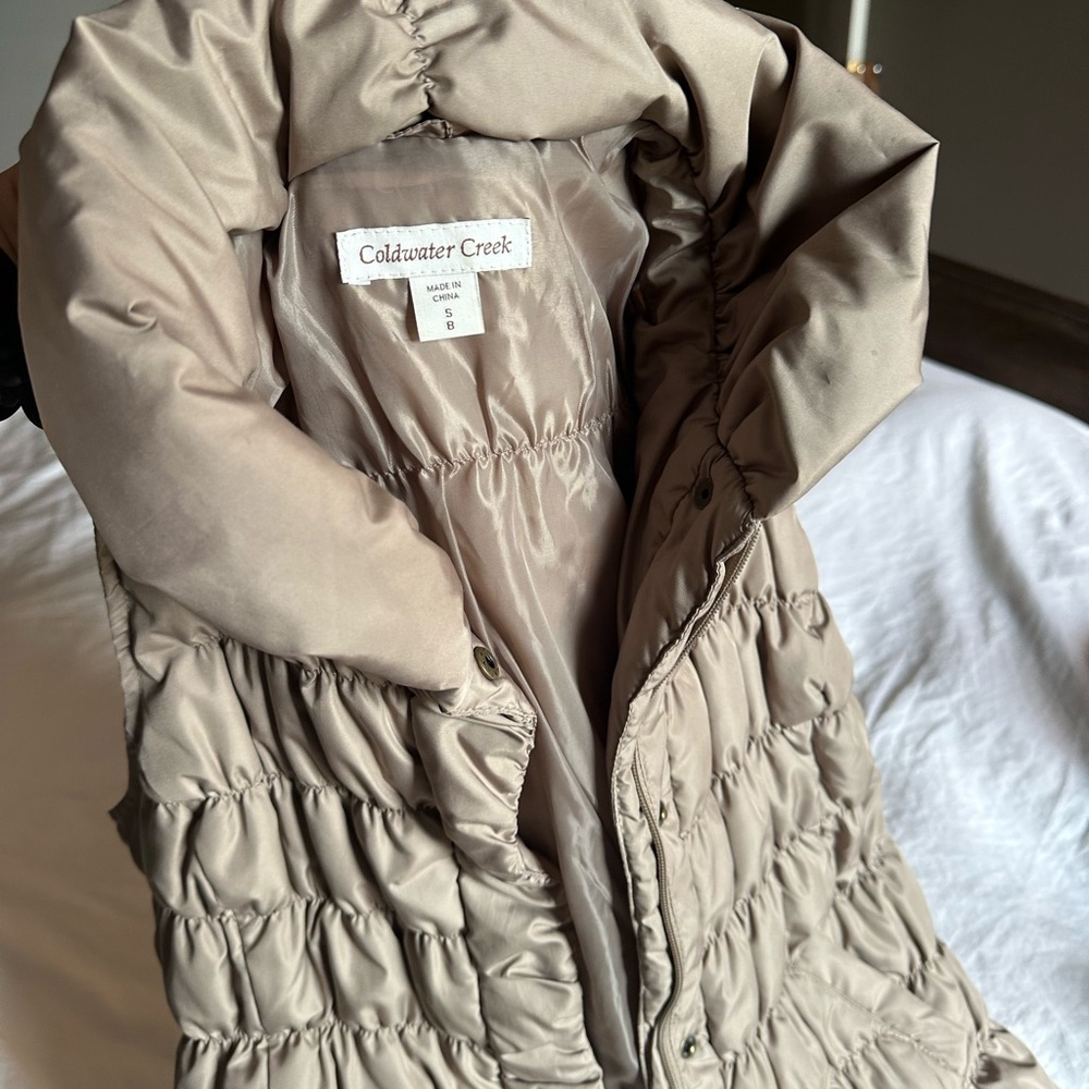 Coldwater Creek Tan Puffer Jacket Quilted Design